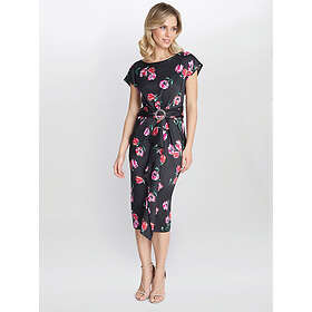 Gina Bacconi Saffron Floral Print Satin Dress