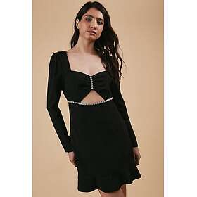 Oasis Occasion Crepe Diamante Trim Mini Dress