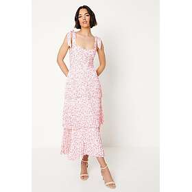 Oasis Ditsy Floral Pleated Tie Shoulder Midi Dress