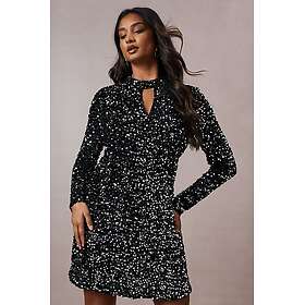 Oasis Velvet Sequin Keyhole Mini Dress