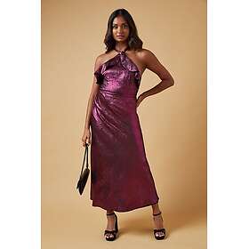 Oasis Foil Halterneck Ruffle Midaxi Dress