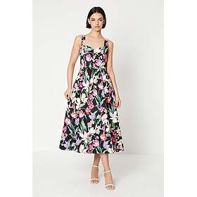Oasis Occasion Floral Strappy Twill Midi Dress