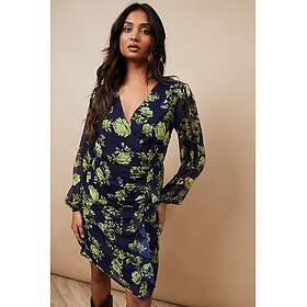 Oasis Occasion Blomstrete Volang Omslag Mini Kjole
