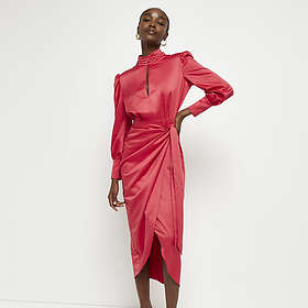 River Island Wrap Cut Out Long Sleeve Midi Dress