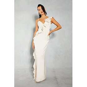 MissPap Premium Satin Frill Edge Split Leg Maxi Dress
