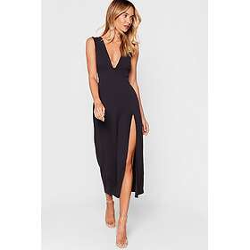 Nastygal Plunging V-Neckline Split Midi Dress