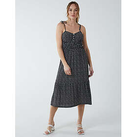 Blue Vanilla Strappy Elasticated Button Through Midi Dress