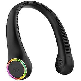 MTK Fläkt Bärbar nackfläkt 3 hastigheter bladlös laddningsbar handsfree LED-lampor