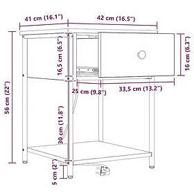 vidaXL 859421 Nightstand 42x56cm