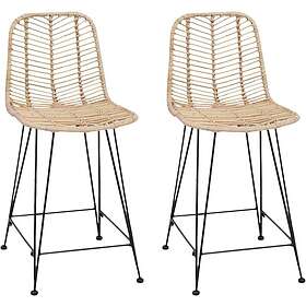 vidaXL 2 stk Barstol 44.5x54.5x97.5cm Rattan og Jern 42011546