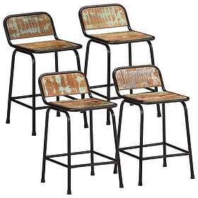 vidaXL Sett med 4 Barkrakker 46x35.5x70cm Massivt Tre og Jern 4013537