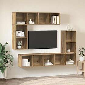 vidaXL 3393224 TV Bench Set Wall Mounted 4 pcs Artisan Oak Engineered Wood