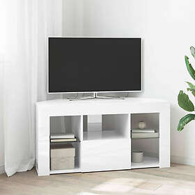 vidaXL 889799 Corner LED TV Cabinet High Gloss White 104x40x50cm Engineered Wood