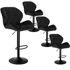 Woltu Adjustable Bar Stool Set of 4 Velvet and Steel BH139sz-4