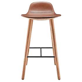 PLEASE WAIT to be SEATED Yuuga Bar Stool 75cm Oiled Oak and Cognac