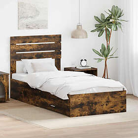 vidaXL Rökt Ek Sängram 3411702 75x190cm