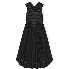 Ganni Washed Stretch Cotton Smock Straps Midikjole