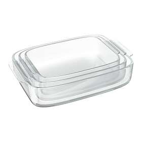 Relaxdays Glas Rektangulär Ugnsform 38x25cm 3-pack