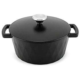 HearthStone Cookware Diamond Peach Cast Iron Round Casserole Dish 24cm 3.3L