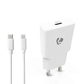 Nedis WCHA20WTUL GaN Væglader med USB-C og Lightning-kabel 20W