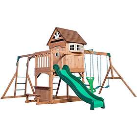 Backyard Discovery Montpelier Aire de jeux en bois avec Balançoires Toboggan Mur