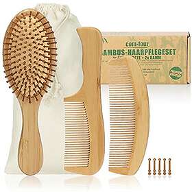 COM-FOUR Universalborste och stylingkammar Bambu Hårborste och Stylingkam 3-pack