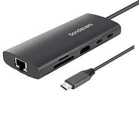Sandstrøm SMHBCPD26E 9-i-1 USB-C-hubb