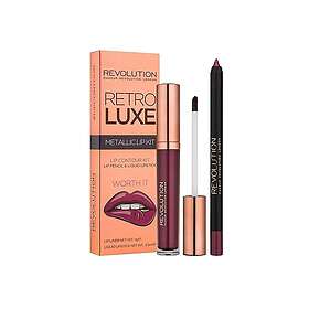 Makeup Revolution Retro Luxe Metallic Set (Liquid Lipstick 5.5 ml, Lip Liner 1 g