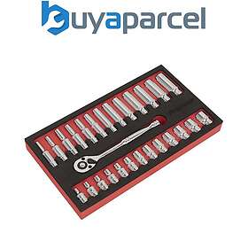 Sealey AK66721 Ratchet Wrench & Socket Set 1/4" 27pcs