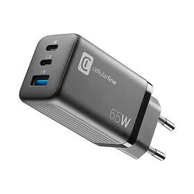 Cellularline ACHUSBGAN3PD65WK MULTIPOWER MICRO med USB Type A & 2 USB-C 65W