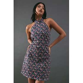 Warehouse Print Sequin Lace High Neck Halter Mini Dress