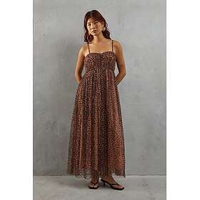 Warehouse Tulle Animal Print Strappy Bandeau Maxi Dress