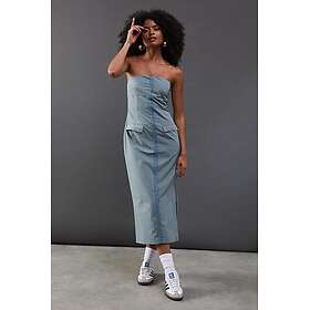 Warehouse Check Hook & Eye Fitted Bandeau Midi Dress