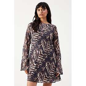 Warehouse Zebra Burnout Chiffon Bias Tie Back Mini Dress