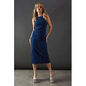 Warehouse Denim All Over Hot Fix Sleeveless Fitted Midi Dress