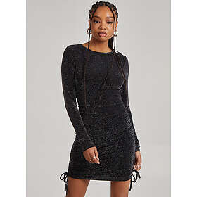 Pink Vanilla Glitter Long Sleeve Ruched Dress