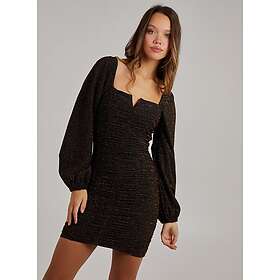 Pink Vanilla Glitter Notch Long Sleeve Dress