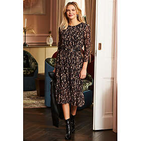 Sosandar Cheetah Print Stretch Waist Mesh Midi Dress