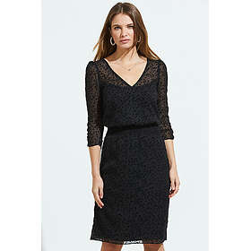 Sosandar Flock Spot Detail Shirred Waist Mesh Dress