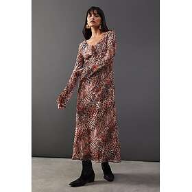 Warehouse Chiffon Tie Keyhole Front Bias Midi Dress