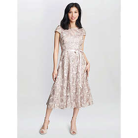 Gina Bacconi Evita Jewel Embroidered Midi-Length Dress