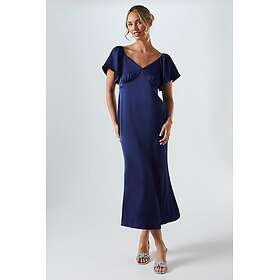 Oasis Womens Angel Sleeve Satin Bridesmaids Midi Dress