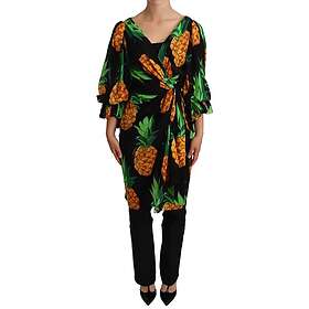 Dolce & Gabbana Ananas Print Wrap Stretch Silk Dress