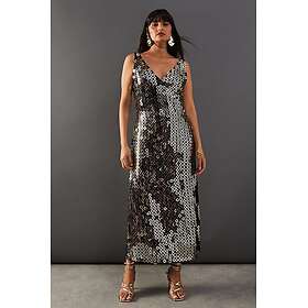 Warehouse Hand Embellished Disk High Apex Midi Dress