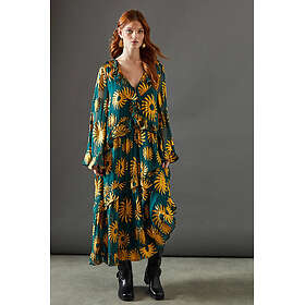 Warehouse Jacquard Frill Front Smock Midi Dress