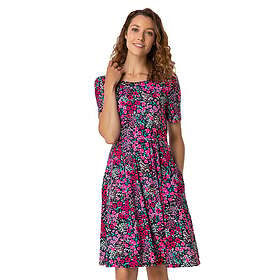 Roman Floral Print Belted Skater Dress