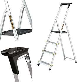 Drabest Stege hopfällbar stege 4 steg stege stege Alu hushållsstege halkfri stege lastbar upp till 150 kg