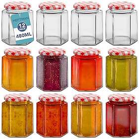 HEFTMAN 480ml 12-Pack Glass Storage Jar HM3260