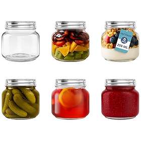 HEFTMAN 250ml 6-Pack Glass Storage Jar