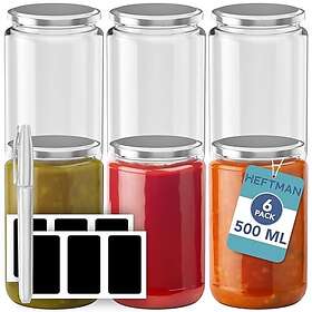 HEFTMAN 500ml 6-Pack Glass Storage Jars HM3094